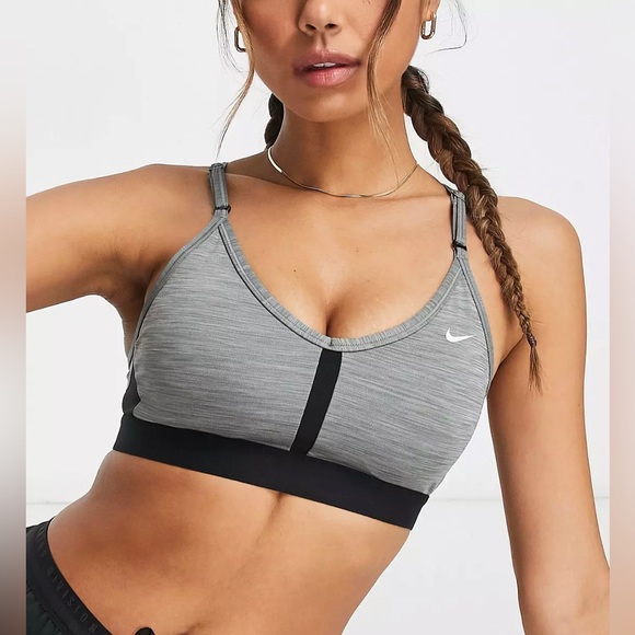 Nike Other - Nike Training Dri-FIT Indy V Neck Light Support Sports Bra Gray Size Small NEW